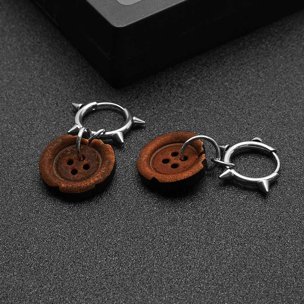 Y2K Punk Burnt Notch Button Earrings with Sharp Cone Earrings Suitable for Womens Daily Party and Festival Wear G251216