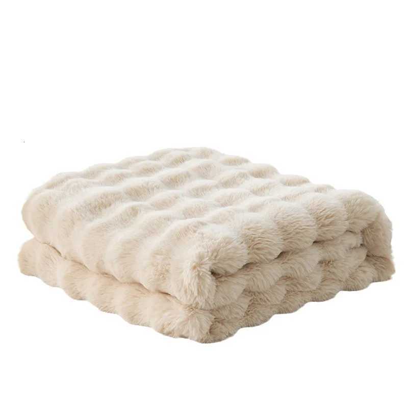 Bubble Faux Rabbit Fur Thicken Warm Throw Blanket Autumn Winter Office Nap Sofa Blanket Solid Color Soft Fluffy Plush Blankets H251216 - view 7