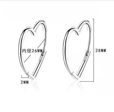 New Womens 100 925 Sterling Silver Jewelry Fashion Love Heart Hoop Earrings Gift For Girls Teens Lady DS135 G251216