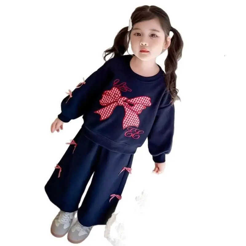 Sanrio Girl Baby Spring and Autumn 2-Piece Set Tops and Pants New Style Childrens Western Bow Hoodie Sweet Wide Leg Pants Girl Clothes H251216