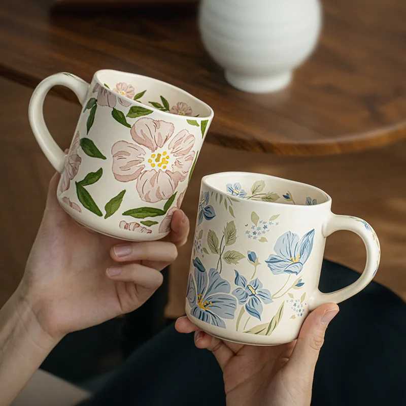 Elegant Wave Flower Ceramic g Unique Coffee Cup High Aesthetic Design H251215