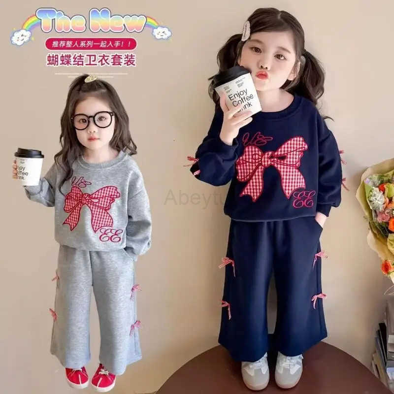 Sanrio Girl Baby Spring and Autumn 2-Piece Set Tops and Pants New Style Childrens Western Bow Hoodie Sweet Wide Leg Pants Girl Clothes H251216