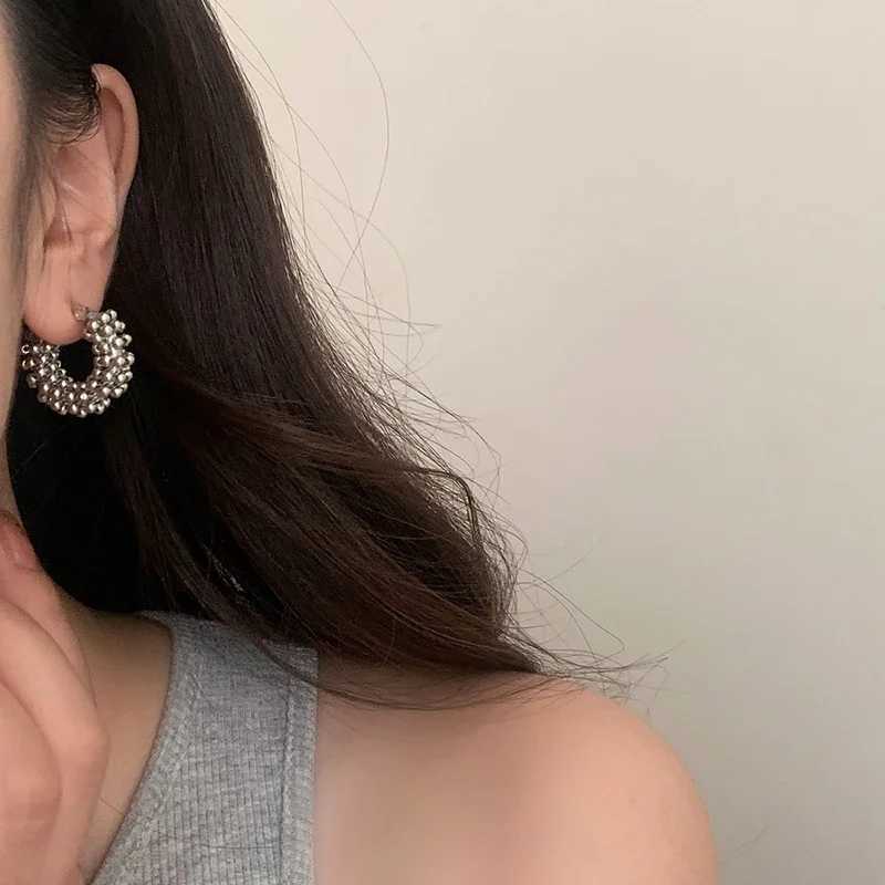 Real 925 Sterling Silver Round Twisted Bead 18K Hoop Earrings for Women Trendy Fine Jewelry Light Luxury Accessories G251216