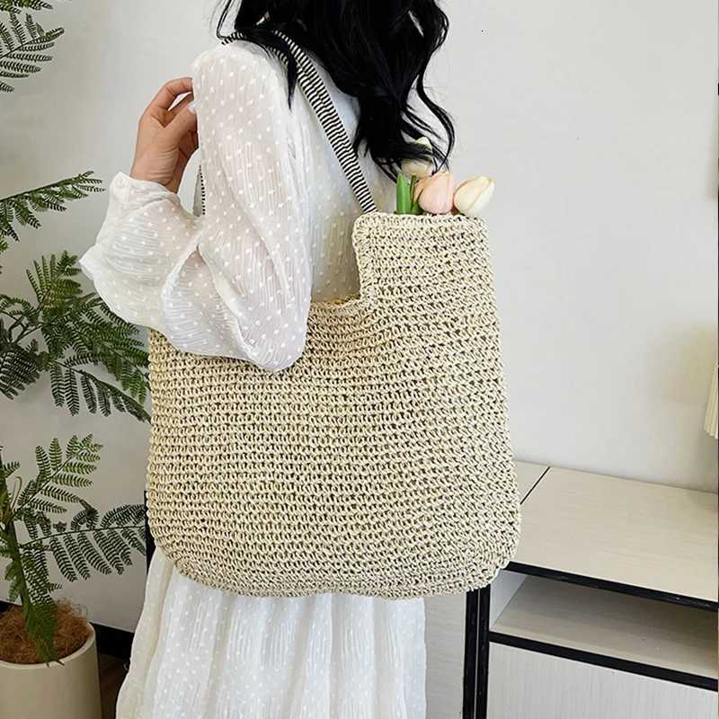 Hand-Woven Armpit Bag Summer Woven Tote Handbag Large Capacity Womens Shoulder Bag Paper Rope Ladies Beach Underarm Bag M251216
