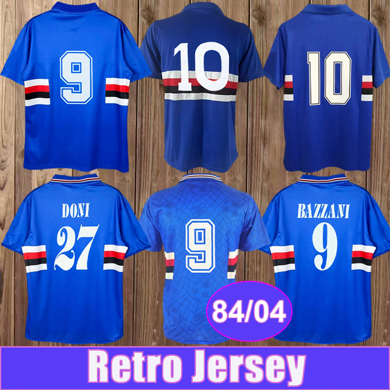 1984 2004 Sampdoria Mens Retro Soccer Jerseys MANCINI VIALLI BAZZANI FLACHI YANAGISAWA Home Vintage Football Shirts Uniforms