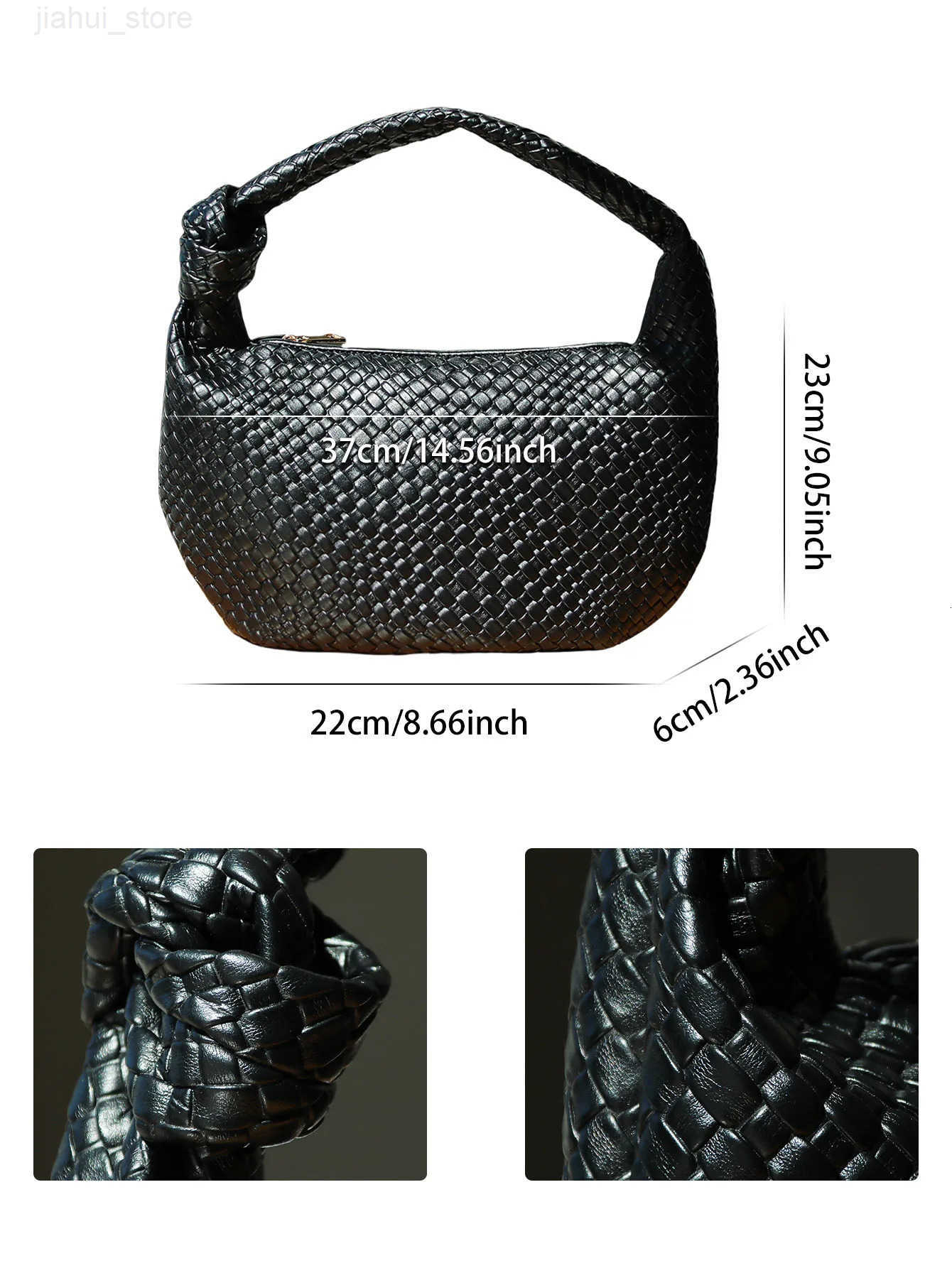 woven womens bag 2024 fAshionable new versatile womens handbag one-shoulder armpit knotted unique niche design RETRO H251216