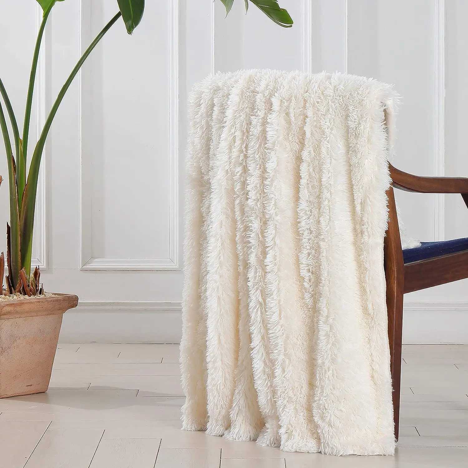 Extra Soft Fuzzy Faux Fur Throw Blanket Reversible Long Hair Shaggy Blanket Fluffy Cozy Plush Fleece Blankets for Couch Sofa H251216 - view 3