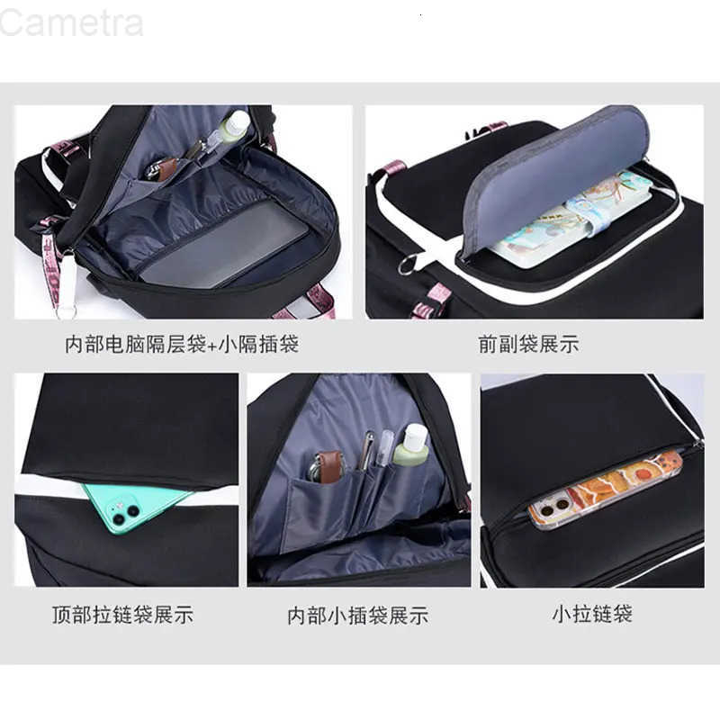 Sanrio Kuromi Large Capacity Backpack for Students Cartoon Letter A-Z Printed Schoolbag Fashion Book Stationery Storage Bag Gift H251216