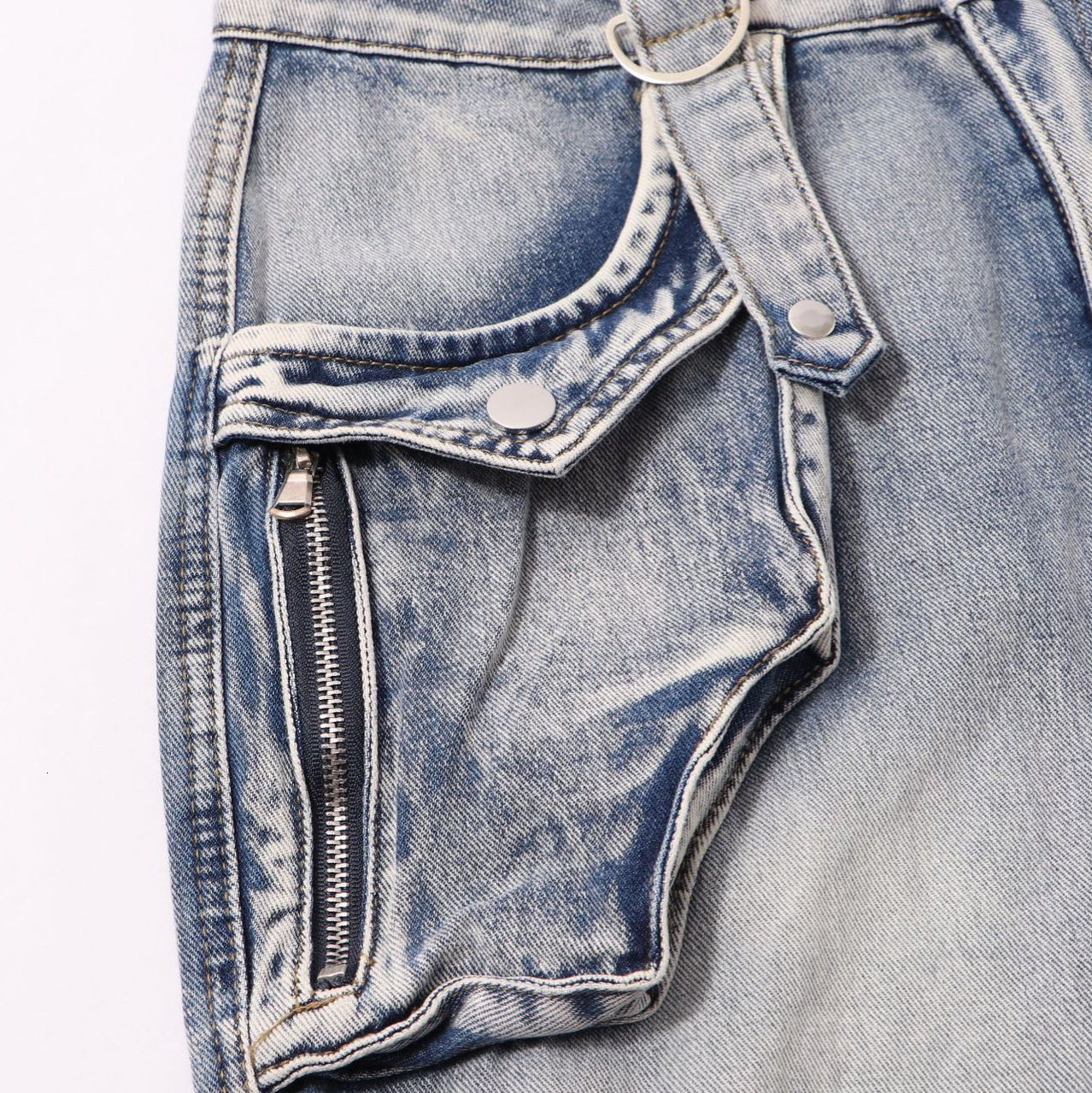 Ripped Baggy Jeans Oversized Pocket Zipper Washed Black High Waisted Y2k Jeans Men and Women Gothic Straight Leg Denim Pants 250920CJ