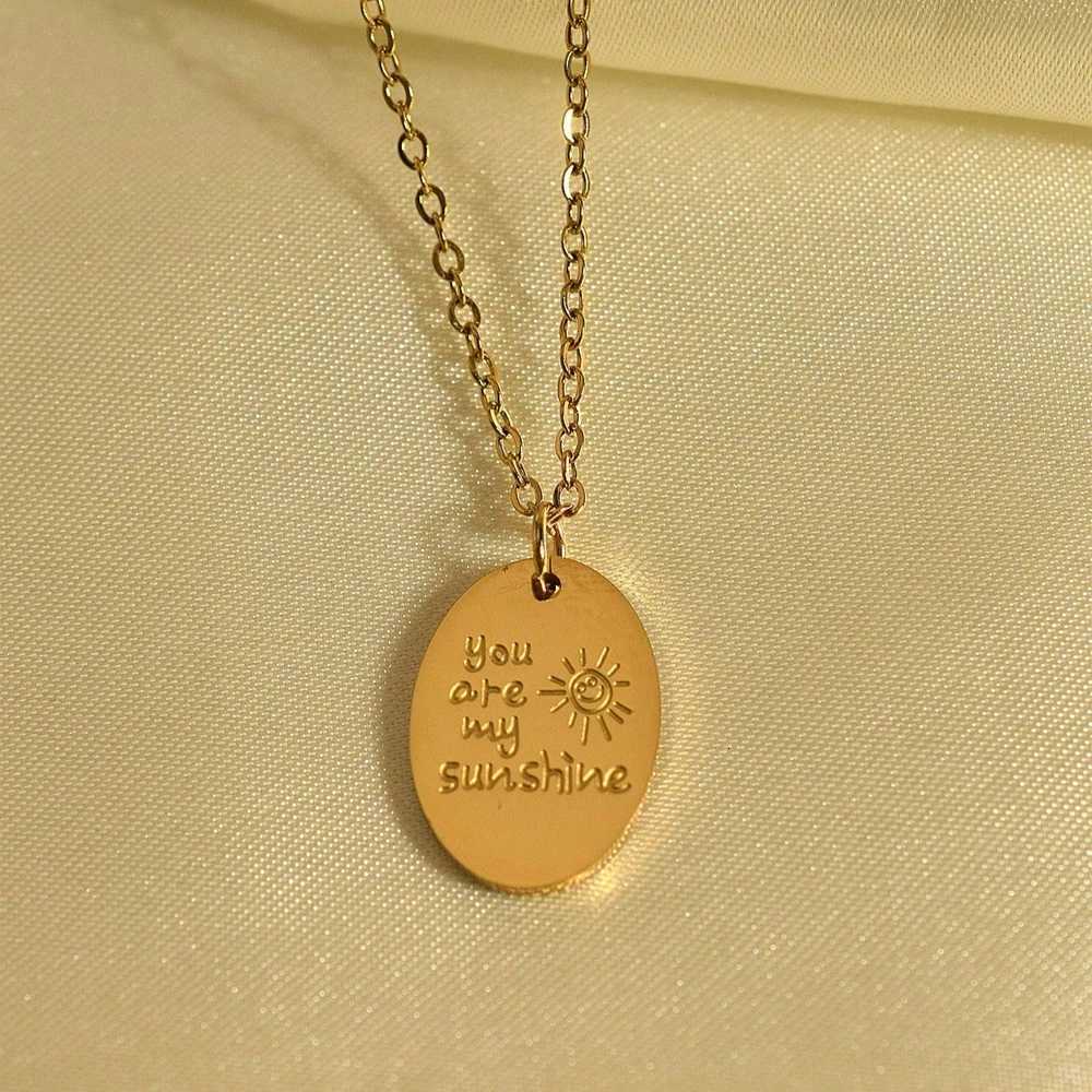 You Are My SunshineOval Engraved Necklace Stainless Steel Necklace Jewelry Mothers Day Gift For Women M251216