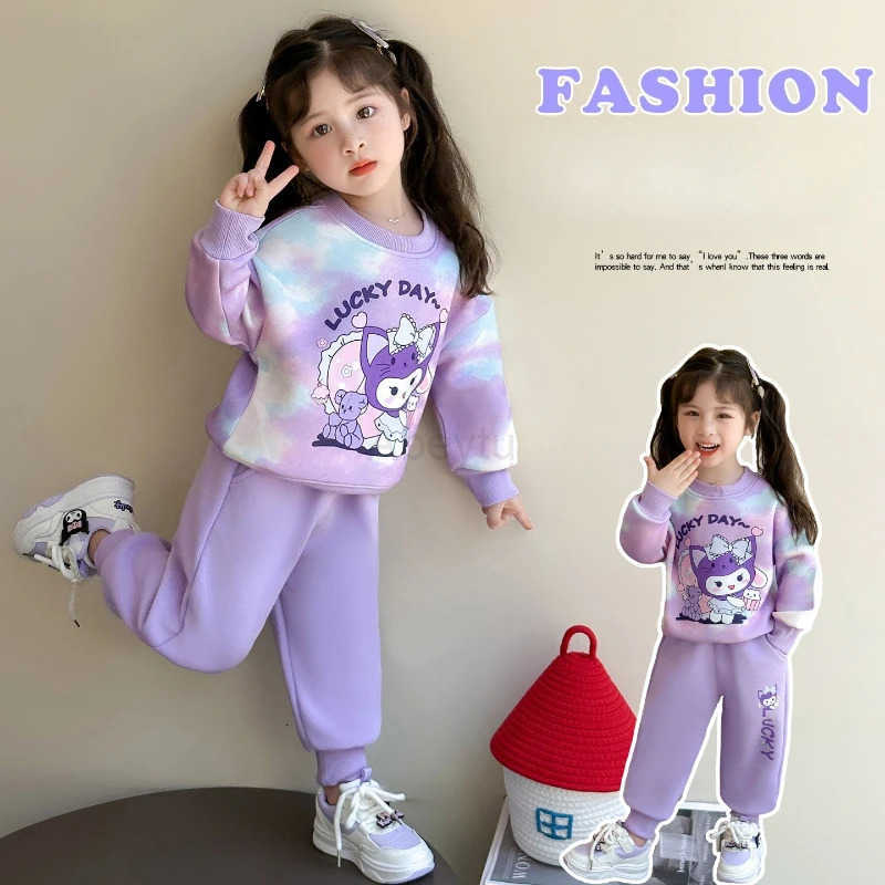 Sanrio Autumn Baby Girl Clothes Set Kid Cute Kunomi Printed Sweatshirts Pullover TopPants 2pcs Suit Children Sweet Tracksuits Outfits H251216