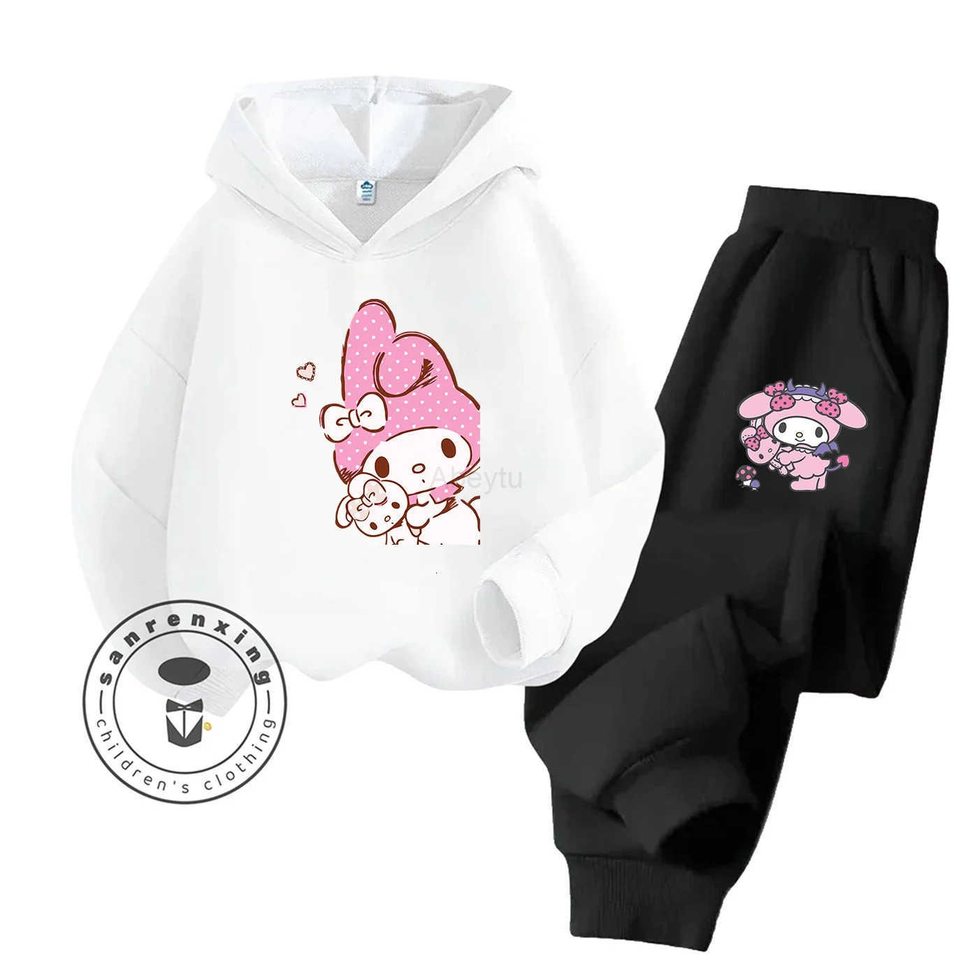 Sanrio 2D Hot Sale My Melody Cartoon Printed Hoodie Set 2025 Fashion For Kids Teens Boys Girls Casual With Matching Dress Autumn H251216