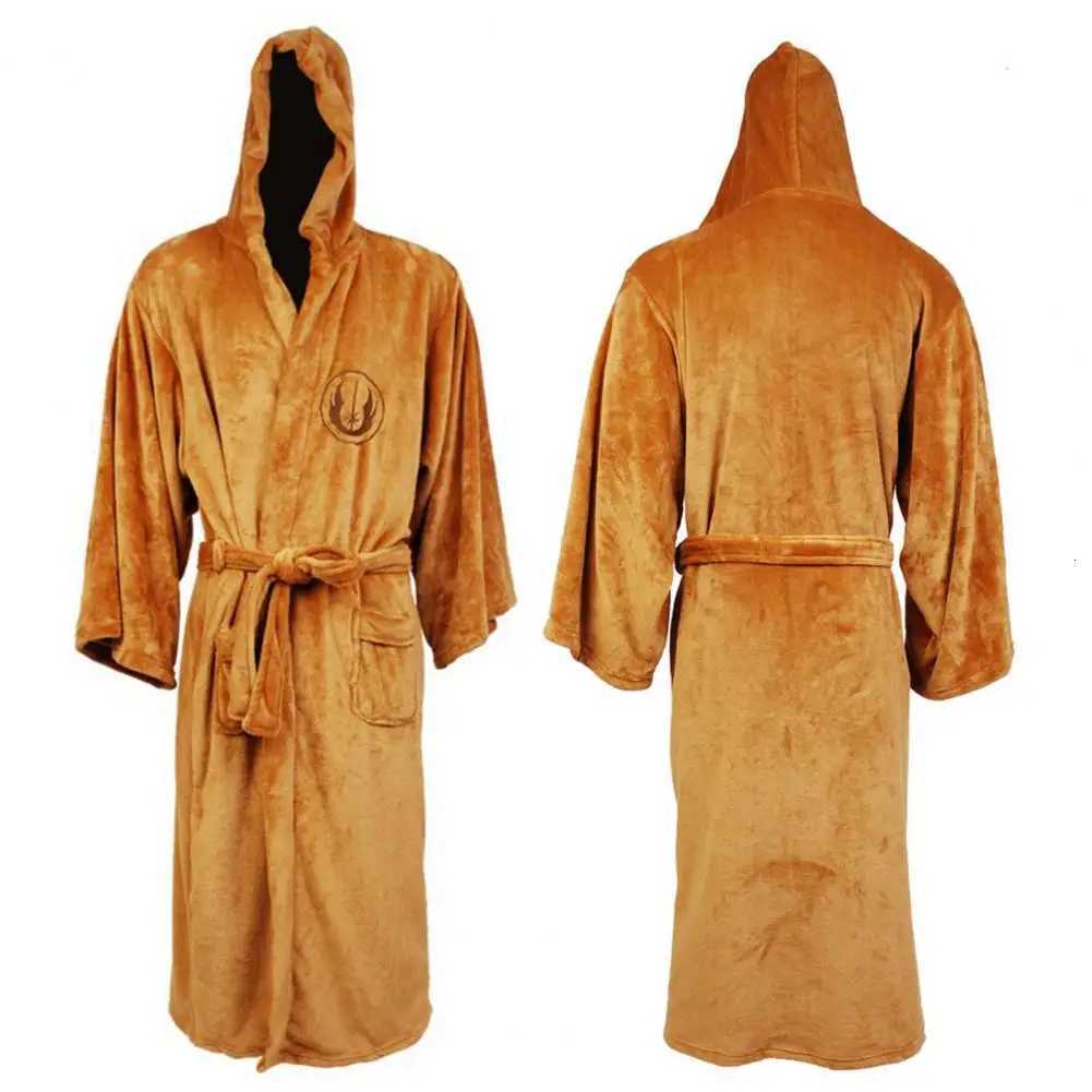 Popular Coldproof Pockets Nightgown Bathrobe Super Soft Male Bathrobe Star Pattern Pockets Robe Bathrobe for Home C251216