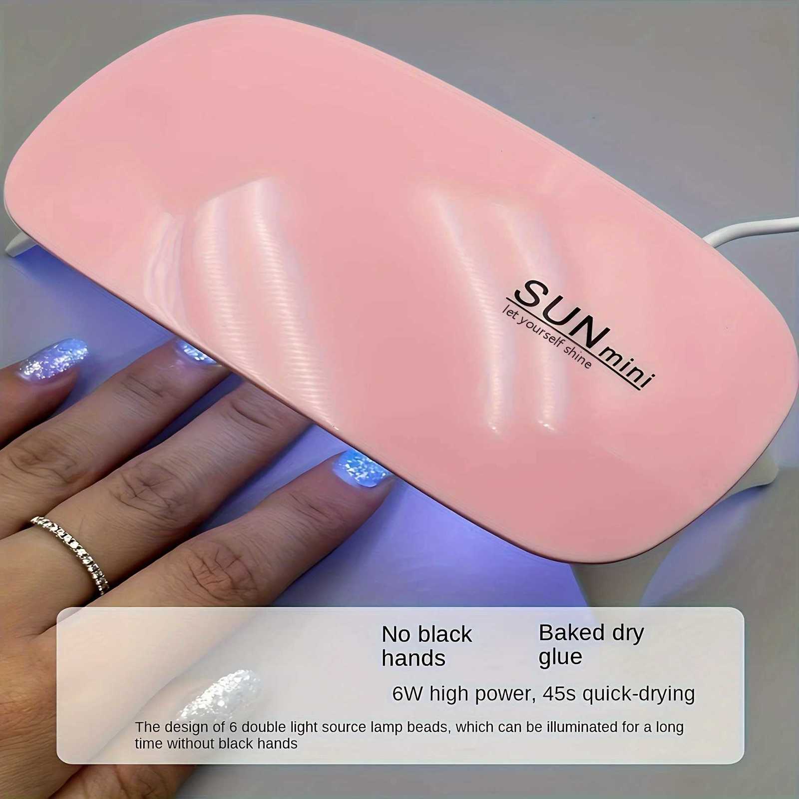 Mini Nail Polish Glue Drying Baking Lamp USB Interface Folding Mouse Lamp Small Nail LampT251216