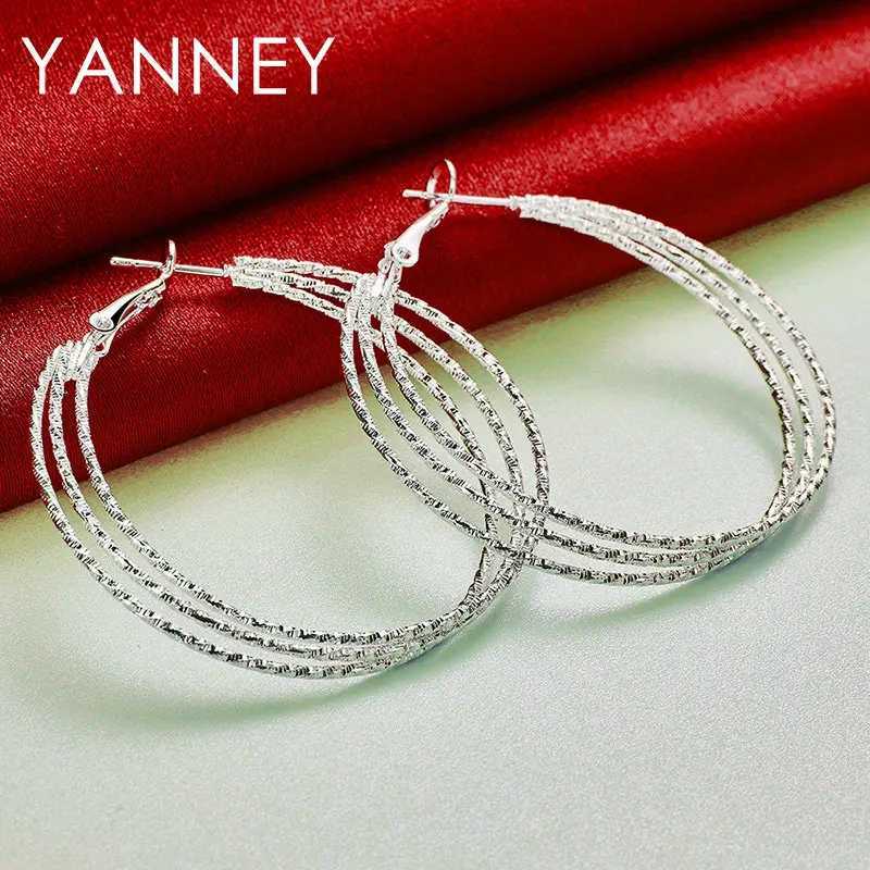 Luxury 925 Sterling Silver 50MM Frosted 3 Circle Hoop Earrings For Women Fashion Wedding Temperament Jewelry Accessories G251216