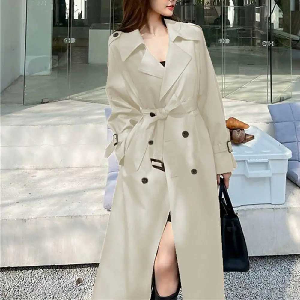 Women Windbreaker Coat Elegant Womens Double-breasted Trench Coat Collection Windproof Lapel Overcoat Slim Outerwear for SpringT251216