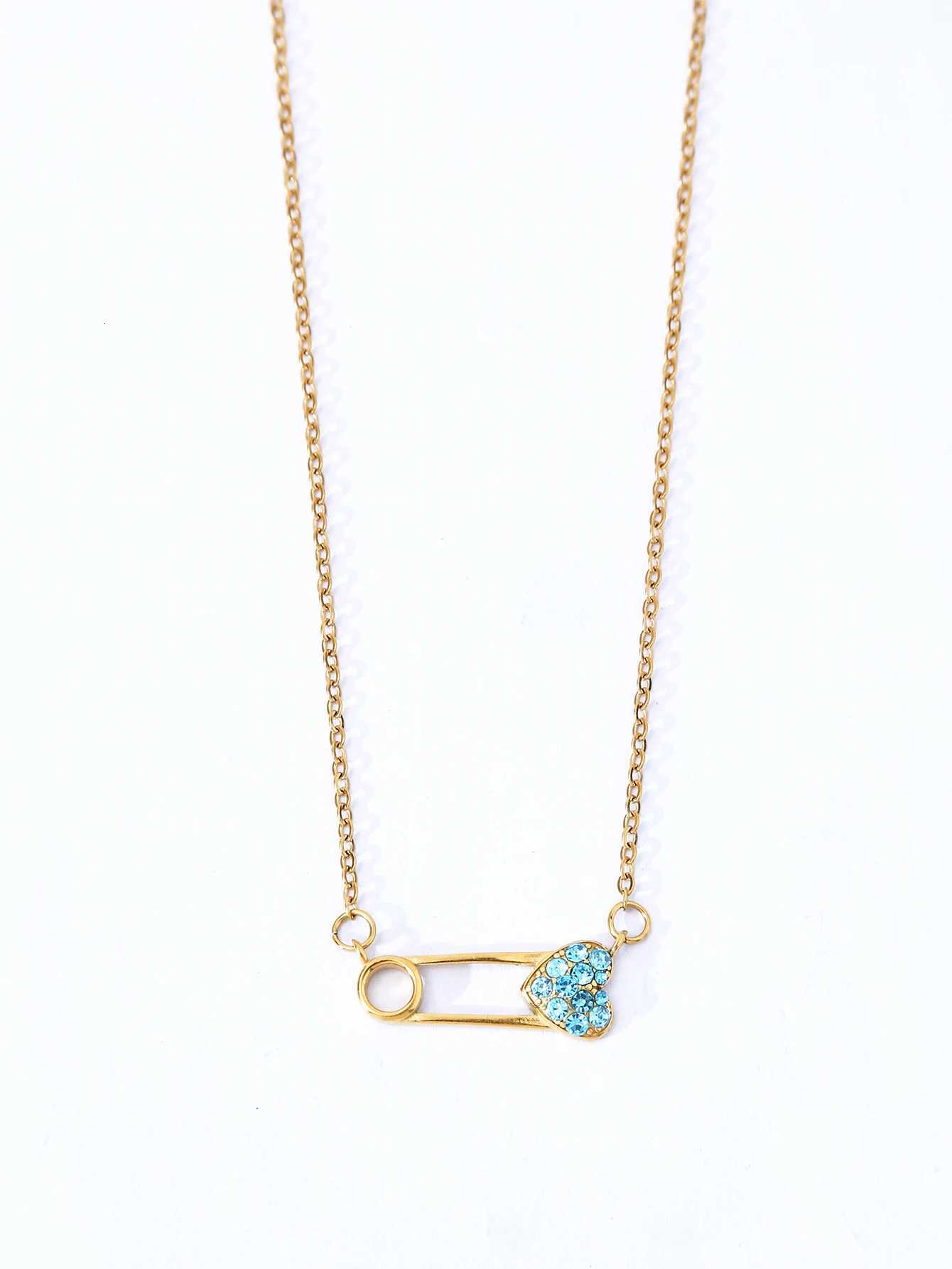 Y2K Style Personalized Niche Exquisite StainlESS Steel 18K Gold-Plated Diamonds Heart Pin Pendant CollaRBone Chain Female M251216