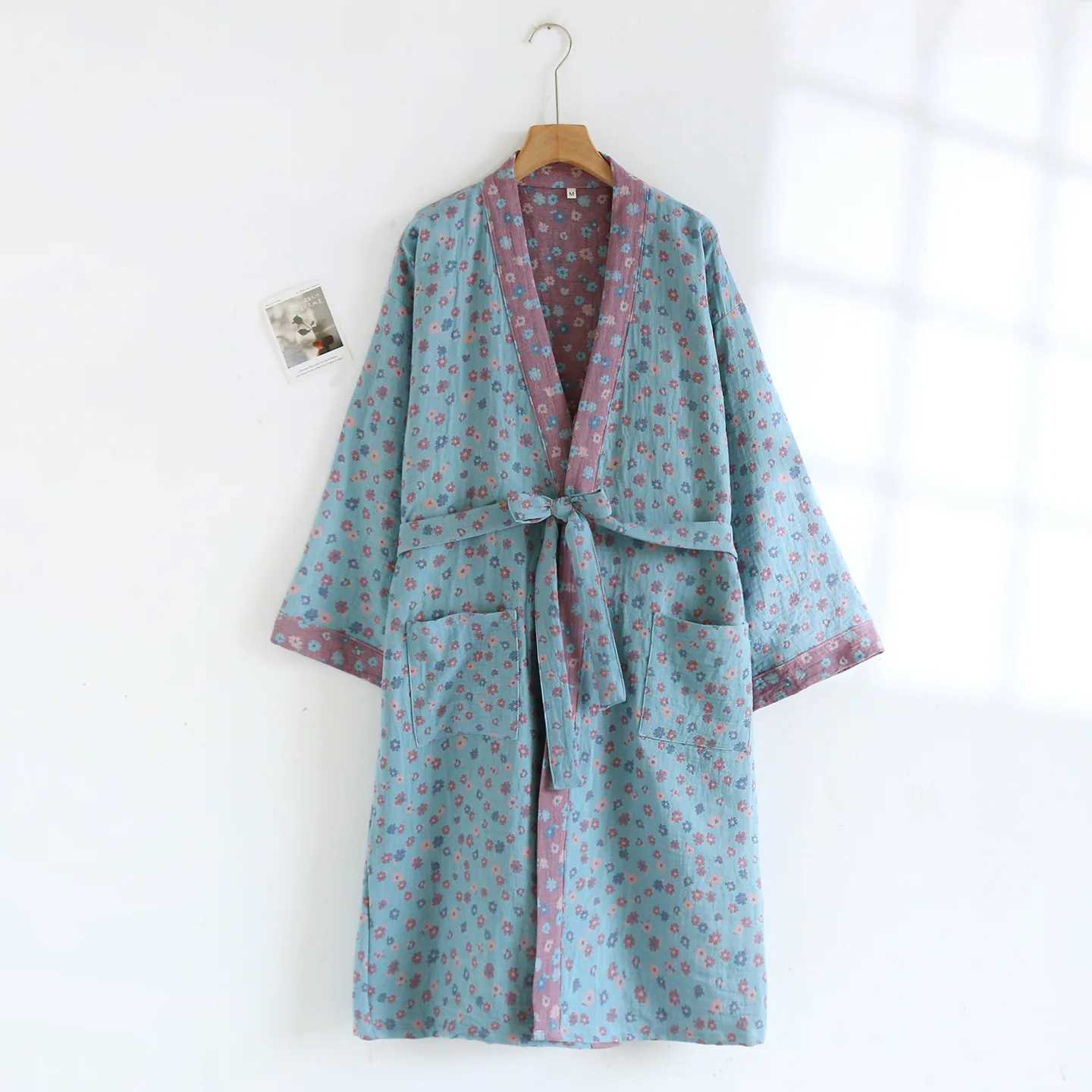 100 Cotton Shower Robe New Printed Spring Autumn Home Wear Clothes Lounge Winter Sleepwear Kimono Bathrobe Nightwear Women C251216