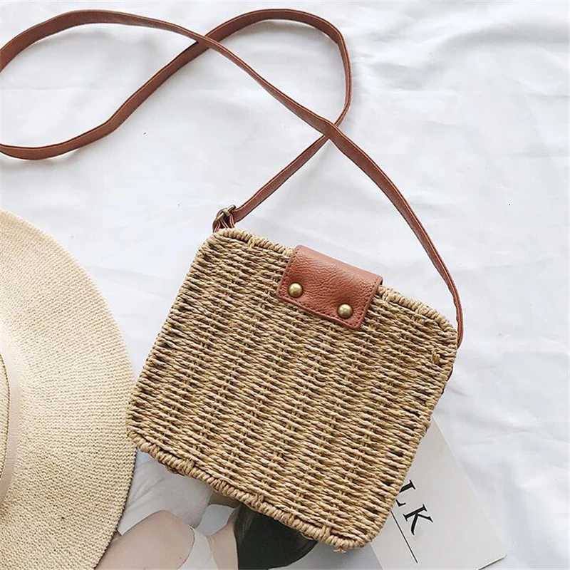 Hand-woven Women Straw Bag Ladies Shoulder Bags Beach Travel Crossbody Bag Female Small Rattan Box Handbag Shopper Totes Bohemia M251216