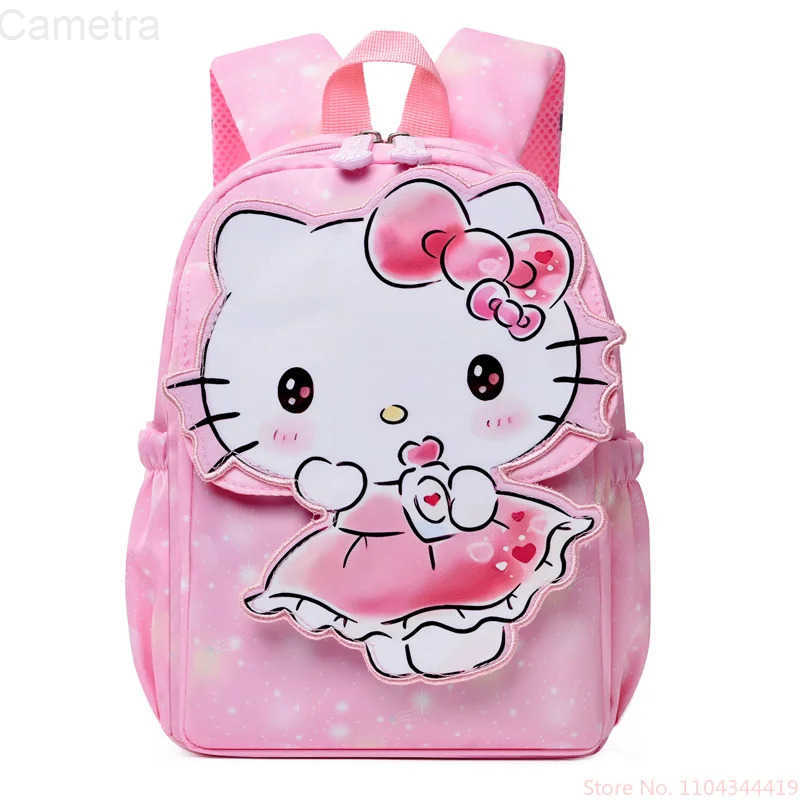 Sanrio Anime Cartoon Children Cute Kuromi Hellokitty Kindergarten Exquisite Backpack Female Lighten The Burden Spinal Protection H251216