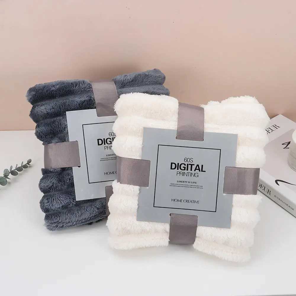 New Double Sided Warm Blanket Warm Skin-Friendly Conditioning Quilt Solid Color Ultra Soft Plush Striped Blankets H251216 - view 6