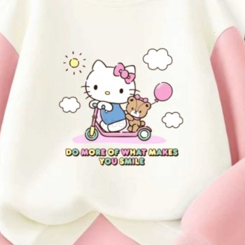 Sanrio Autumn Baby Girls Clothes Set Kid Hello Kitty Printed Sweatshirts Pullover Top Pants 2pcs Children Patchwork Tracksuit H251216