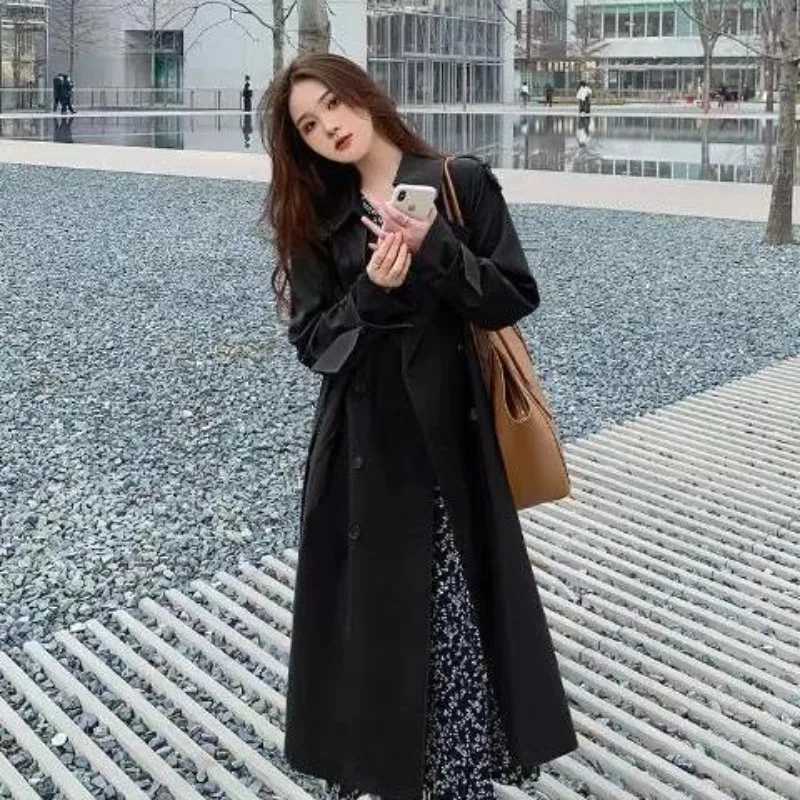 Lined Trench Coat Womens Long Autumn New Womens Clothing Korean Version Jacket British TemperamentT251216