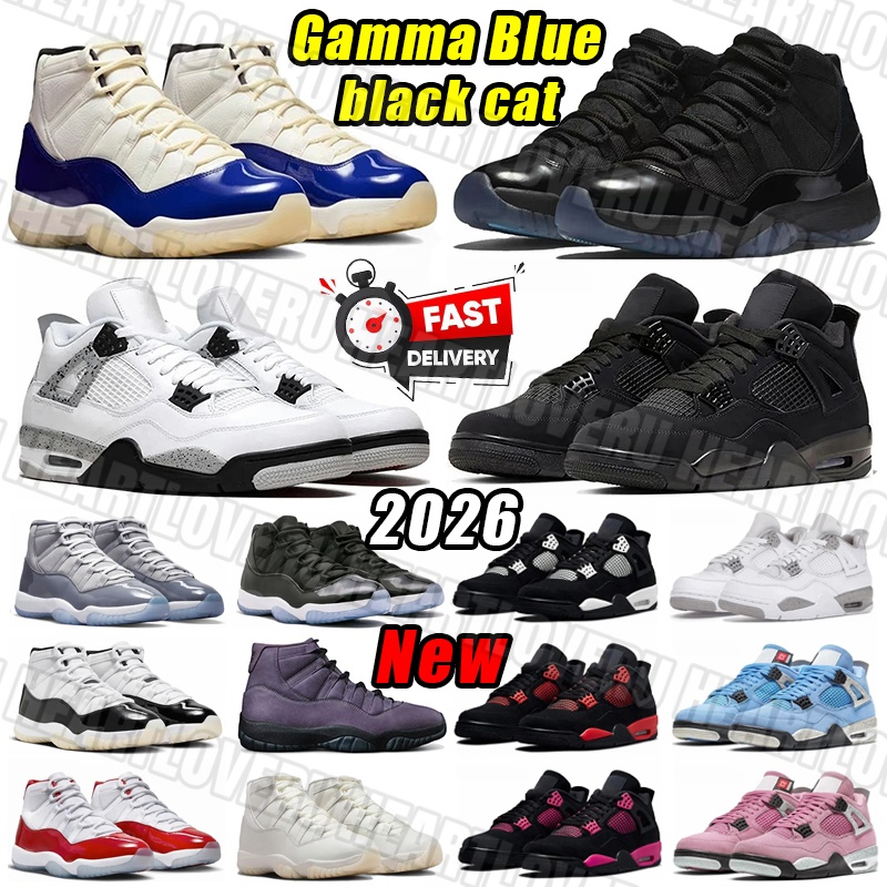 New Designer shoes 4 4s Black Cats 11 11s Basketball Shoe Leather rubber Cool Grey Mens Womens Sneakers Gamma Blue White Cement Bred Outdoor Sports Trainers
