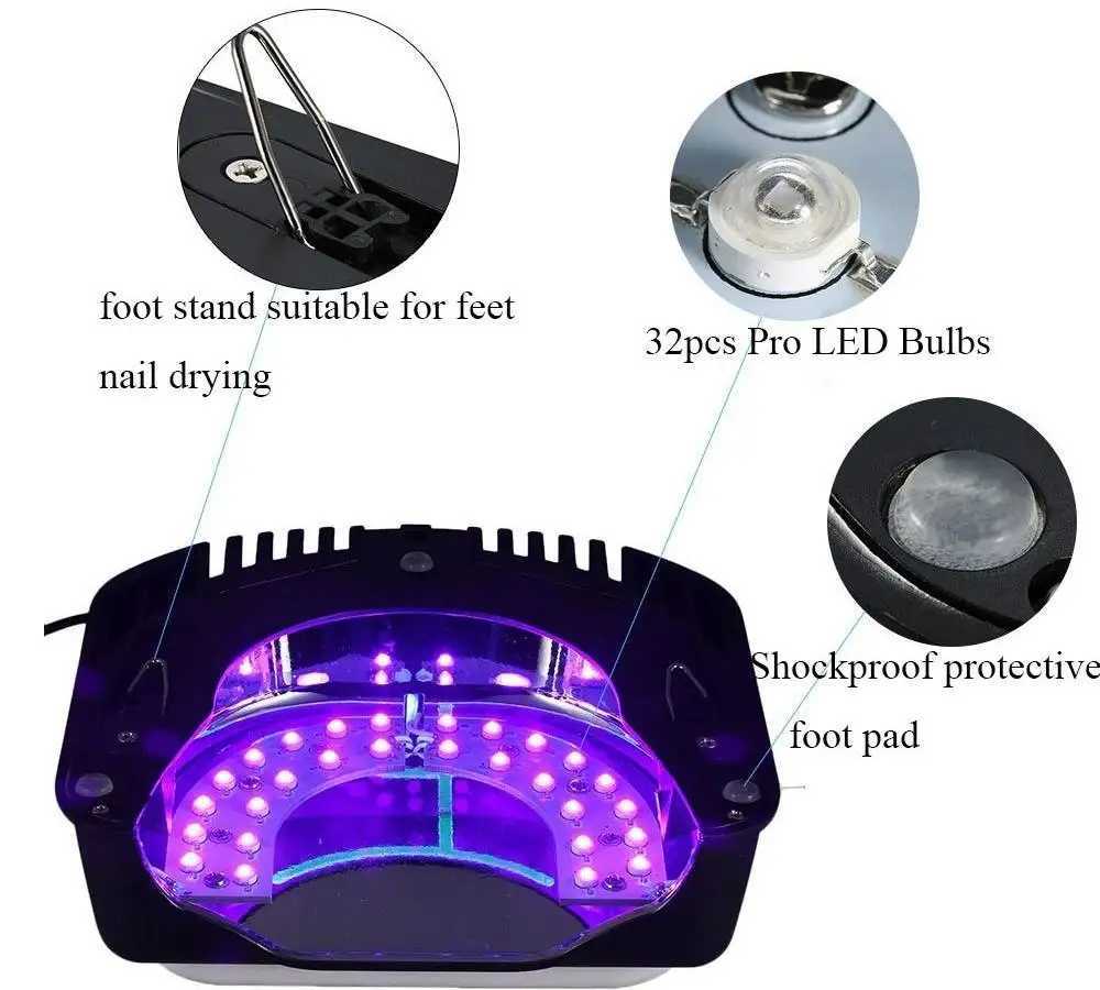 2PCS 15S Fast Dry Led UV Nail Lamp For Shellack 64W Portable Cordless Manicure Light Stainless Polish Dryer With HandleT251216