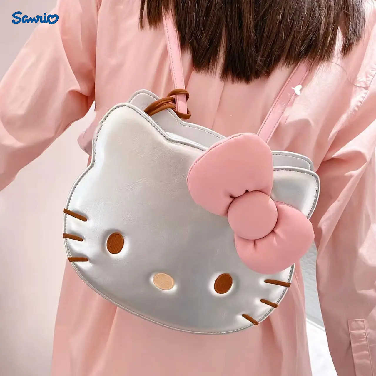 Sanrio Hello Kitty Tote Bag For Women Anime Y2k Kt Cat PU Backpack Cute Shoulder Bag Lolita Handbag Student Cartoon School Bag H251216