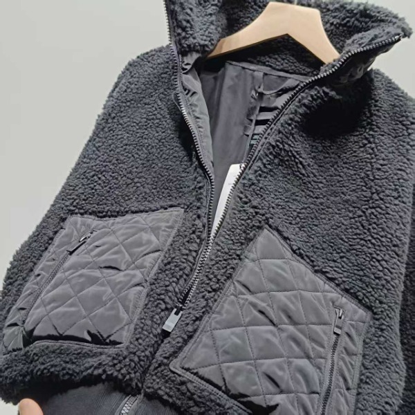 Designer Women Jacket Brown Lamhair Hooded Coat Lamb Wool Zipper Coat Hooded Yoga Clothes Women's Winter Short Padded Warm Cotton-padded Jacket