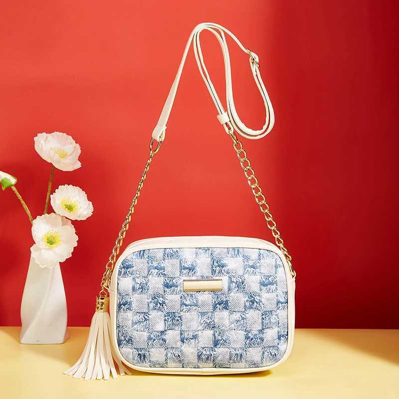 Shell Bag Stylish Plaid Design Shoulder Bag Storage Chic Crossbody Pocket for Women Vintage Tassel Messenger Bag Small Handbags M251216