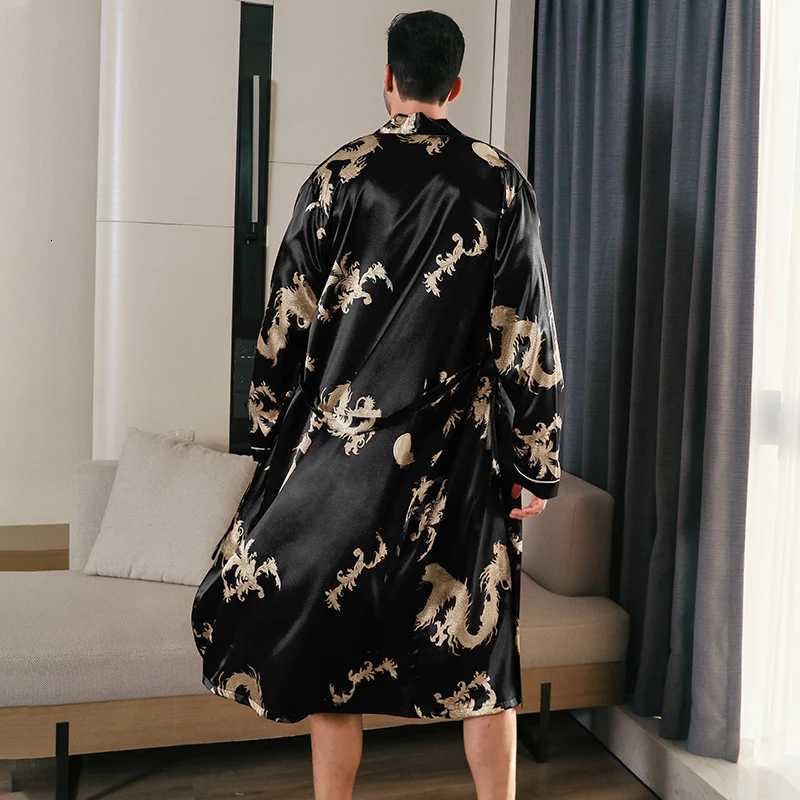 Pajama mens spring and autumn silk thin style oversized pajamas long sleeved bathrobes ice silk bathrobes home clothing summer C251216