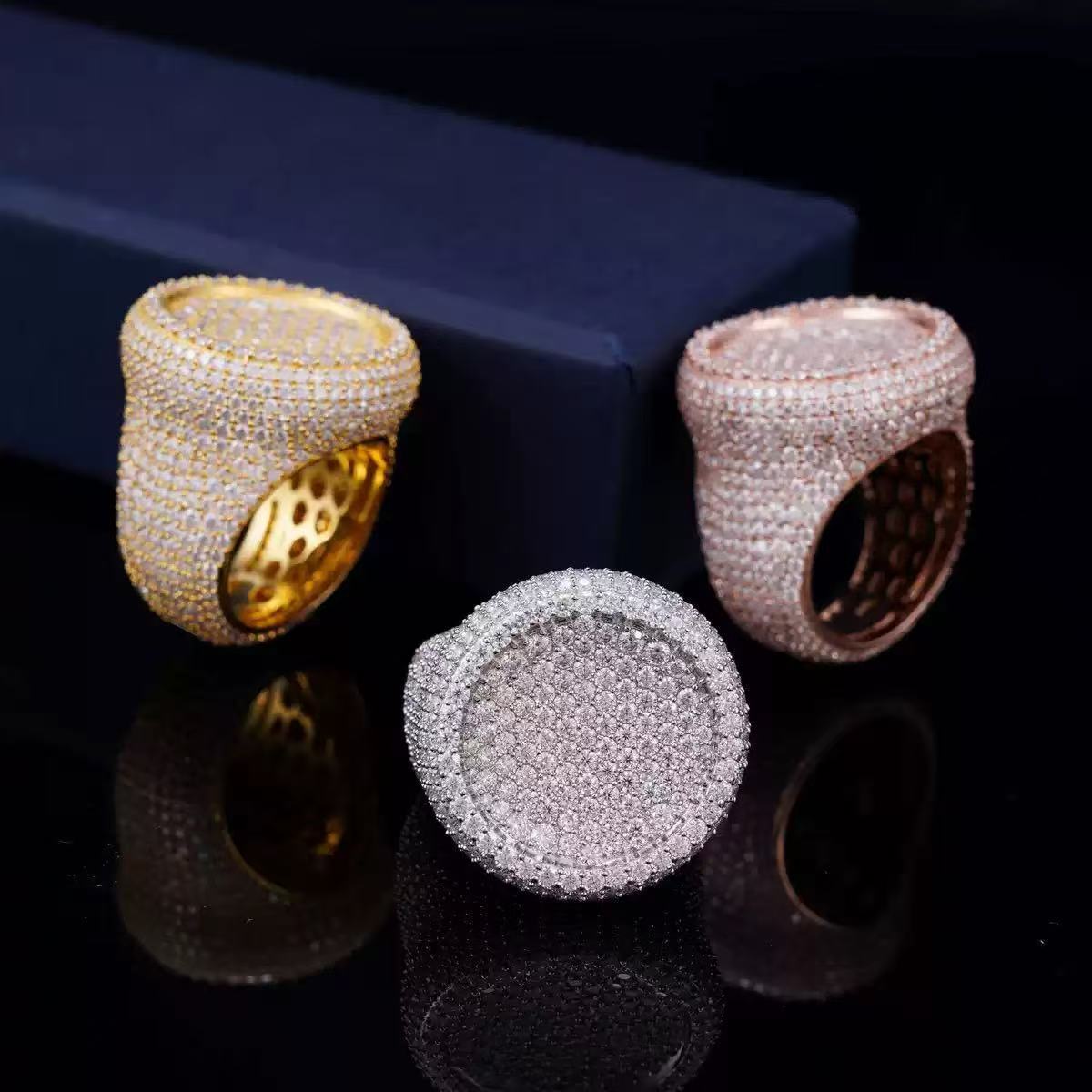 Solid Silver Pass Diamond Tester Hip Hop Iced Out Men Vvs Moissanite Rings 925 Sterling Silver B