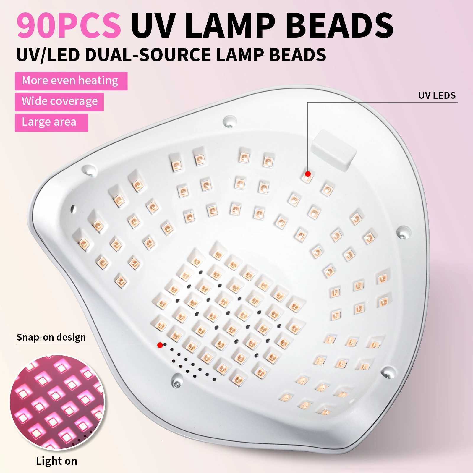 Professional 90 LED UV Nail Lamp For Nails Gel Polish With 4 Timer Setting HD Display Screen Auto Sensor Nail Dryer ToolT251216
