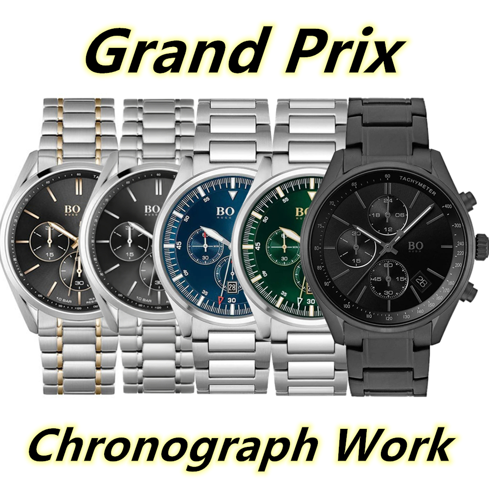 Jason007 HUGO BOS Grand Prix Chronograph Watches Men With tags Luxury Stainless Steel Mens Watch High Quality Quartz Designer Movement Wristwatch Montre Free Ship