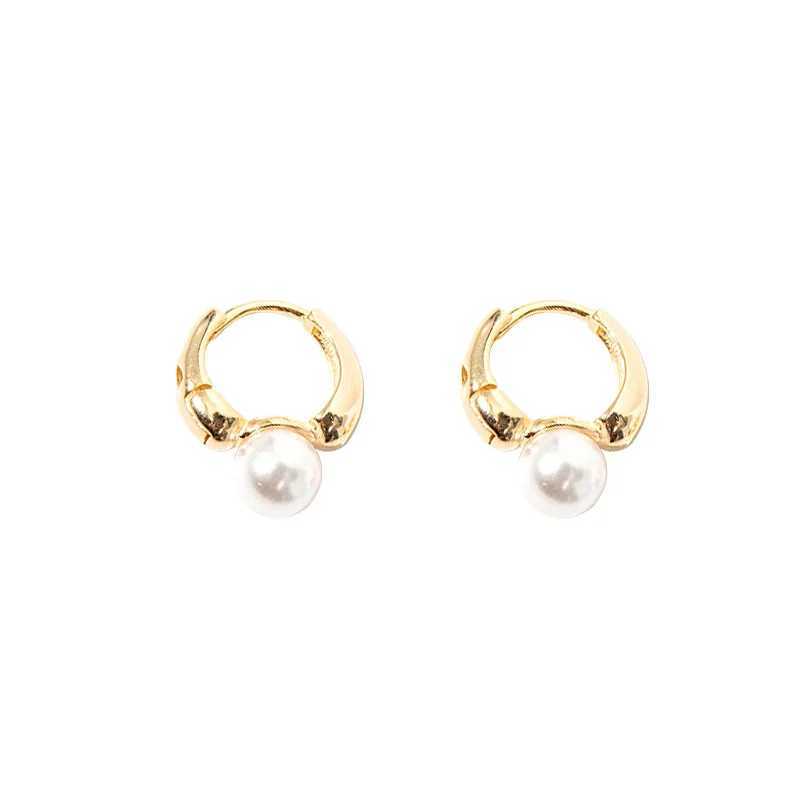 ANENJERY Imitation Pearl Hoop Earrings for Women Round Wedding Party Ear Jewelry G251216