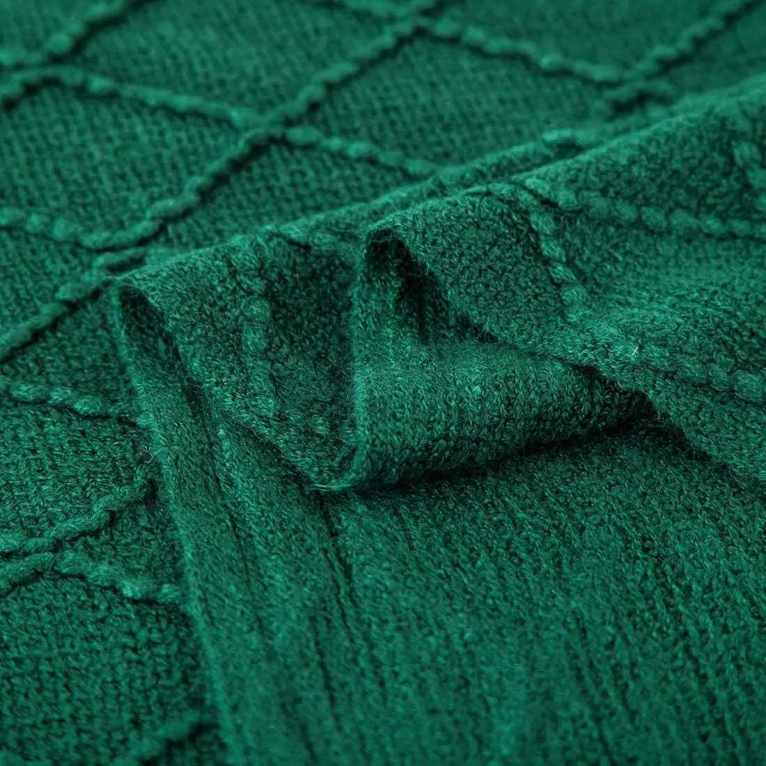 Gift Green Christmas Throw Blanket Soft Boho Bed Throw BlanketsCozy Knitted Throw BlanketOversized Knit Farmhouse Blankets H251216 - view 5
