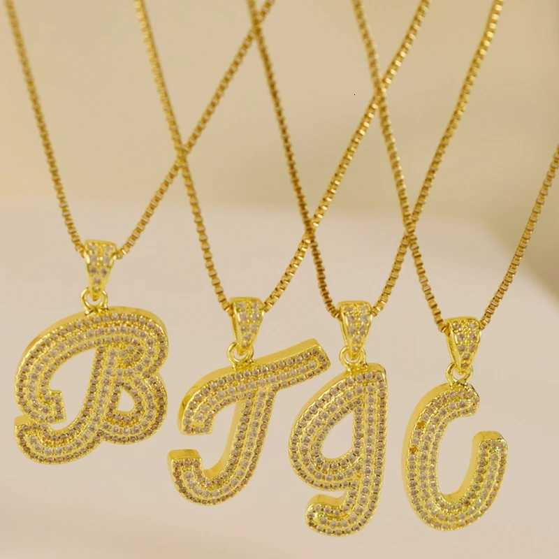 18K Gold Plated Waterproof Thick Bubble Alphabet Letter Clavicle Choker Necklace Sparkling Rhinestone Balloon Initial Jewelry M251216