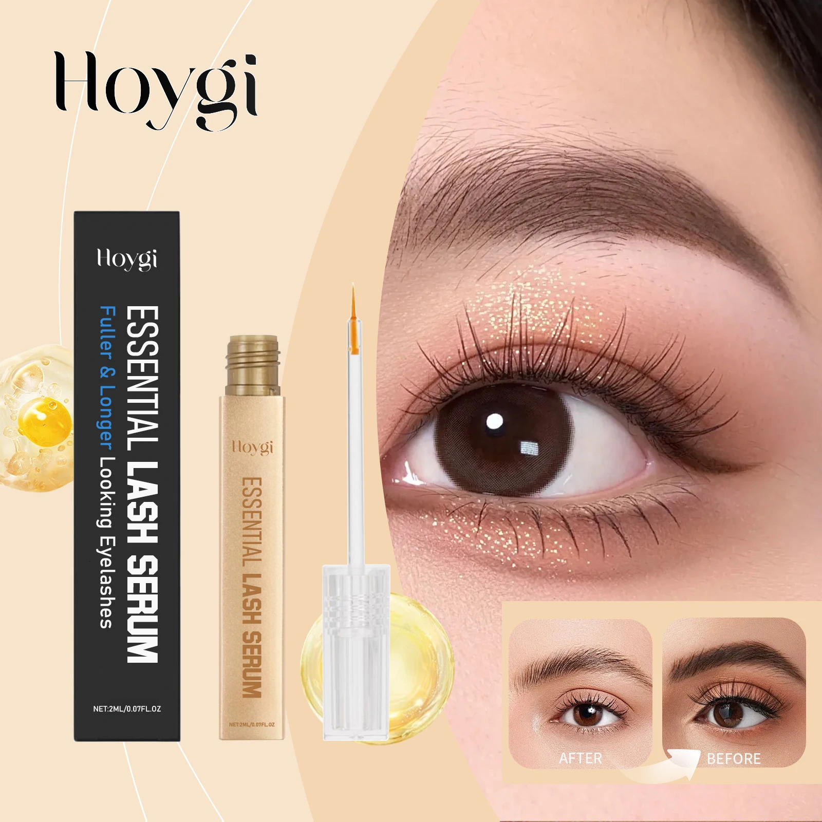 Hoygi 2ml Lash Enhancing Serum Natural Looking Lift and Definition Smudge Proof Flex Hold Formula Clump Free Daily Mascara 251204