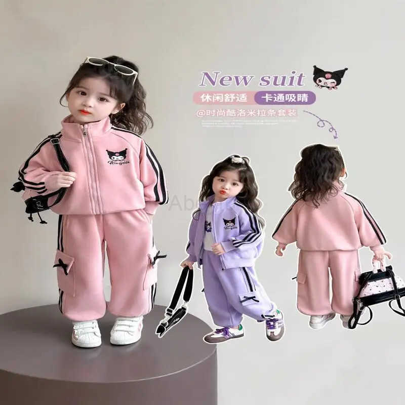 Sanrio Clothes Girls Autumn Spring Clothing Set Style Sports Two Piece Kawaii Y2K Anime Childrens Cool Girl Coat Coats Kid H251216