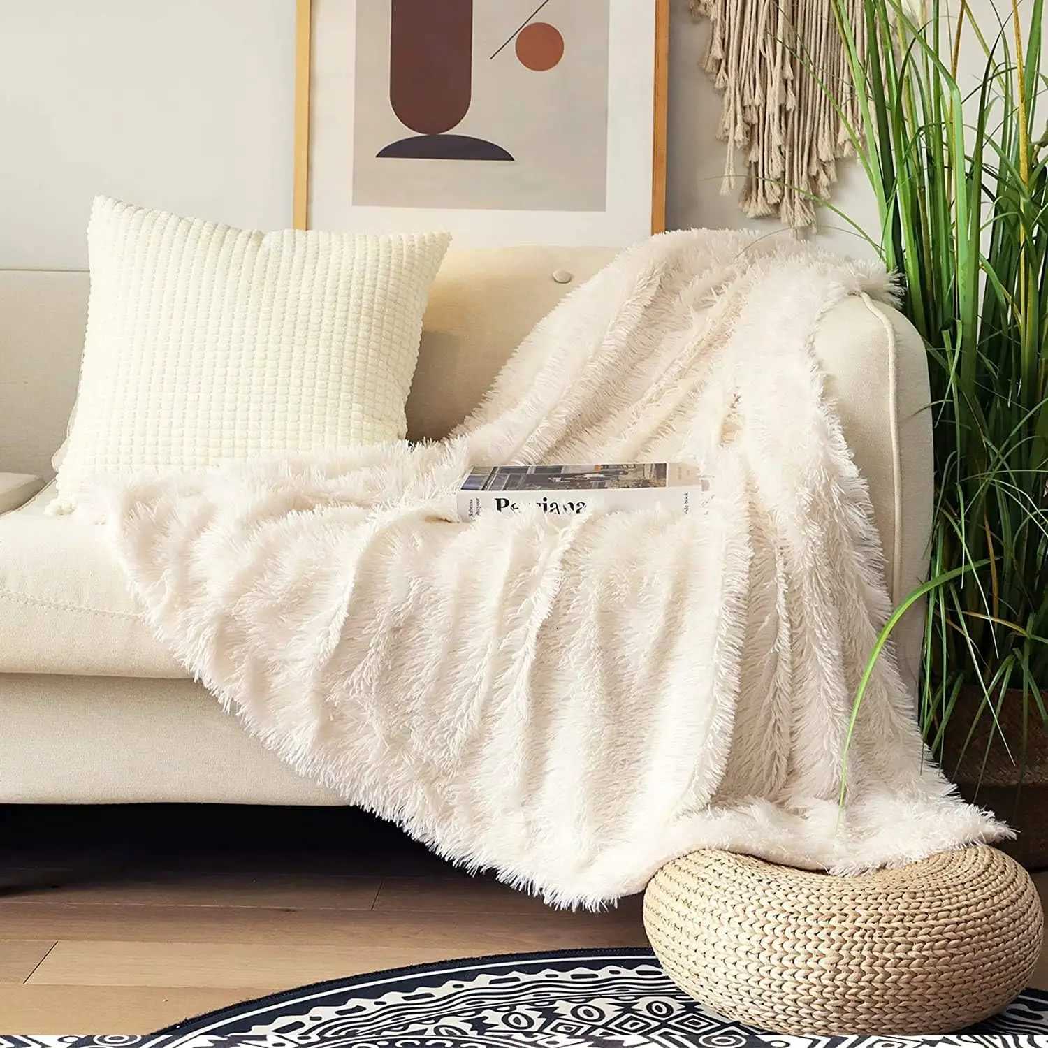 Extra Soft Fuzzy Faux Fur Throw Blanket Reversible Long Hair Shaggy Blanket Fluffy Cozy Plush Fleece Blankets for Couch Sofa H251216 - view 4