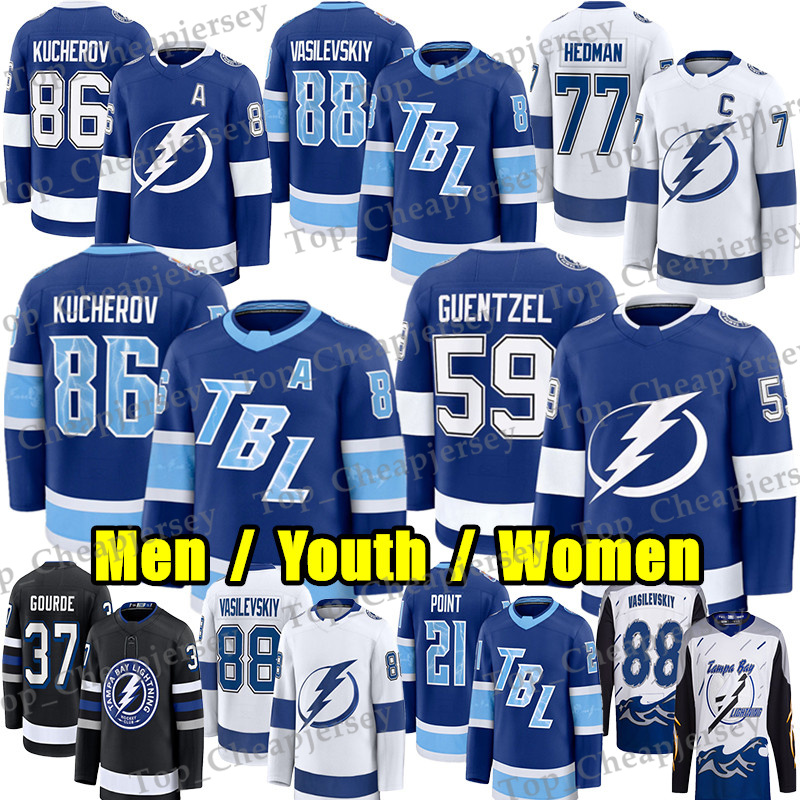 #86 Nikita Kucherov tampa bay hockey jersey lightning jersey #88 Andrei Vasilevskiy Jake Guentzel Brandon Hagel Stamkos Brayden Point Victor Hedman Gourde jerseys
