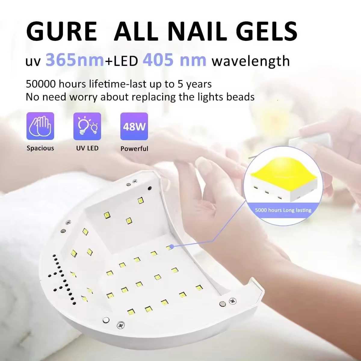 Portable 48W Nail Lamp for Gel Polish - Fast Curing UV/LED Light Dryer with 3 Timers for Home and Salon Manicure PedicureT251216