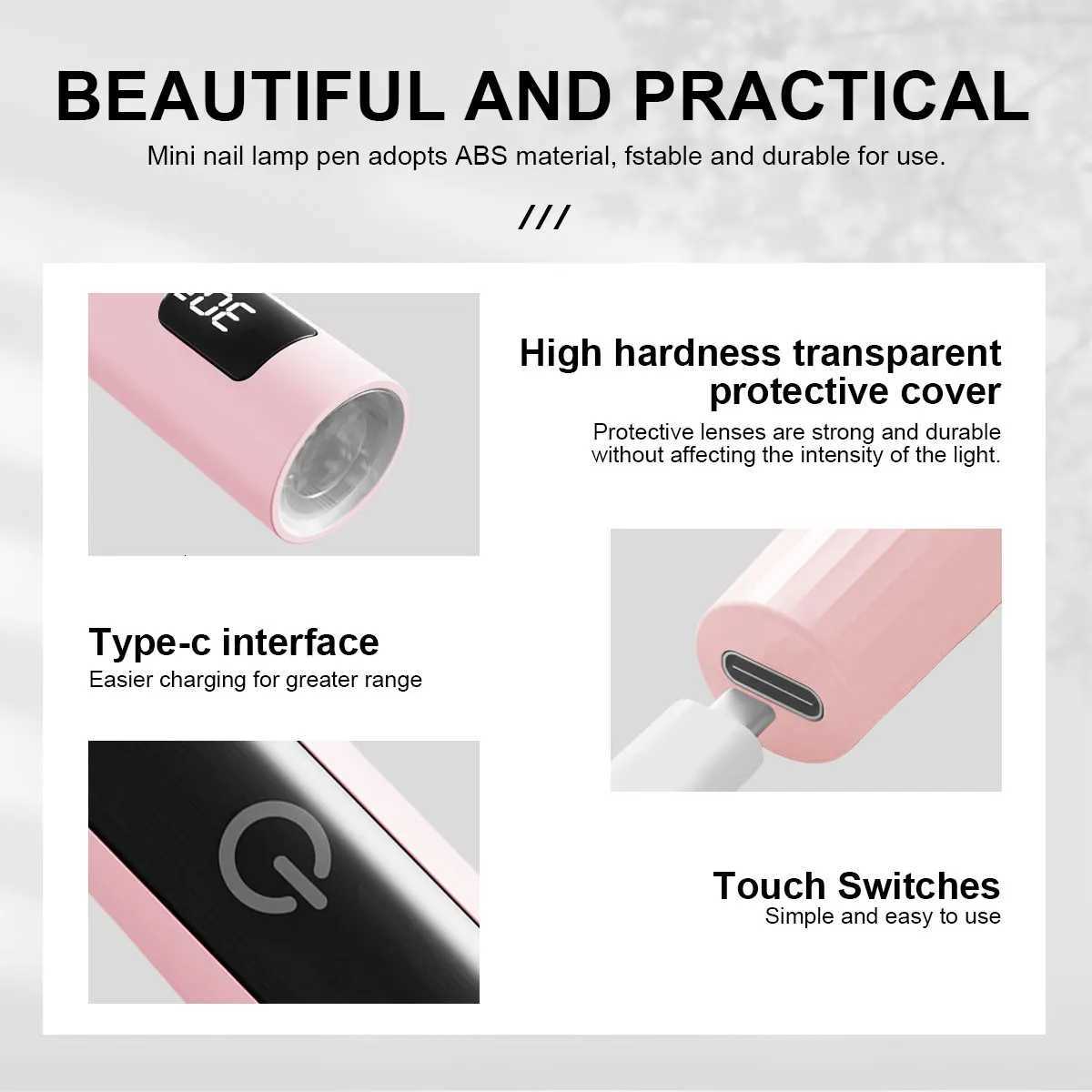 LIMEGIRL Hand Held LED Nail Dryer Lamp with LCD Monitor Rechargeable USB Nail Dryer Quick Curing Nail Glue UV LampT251216