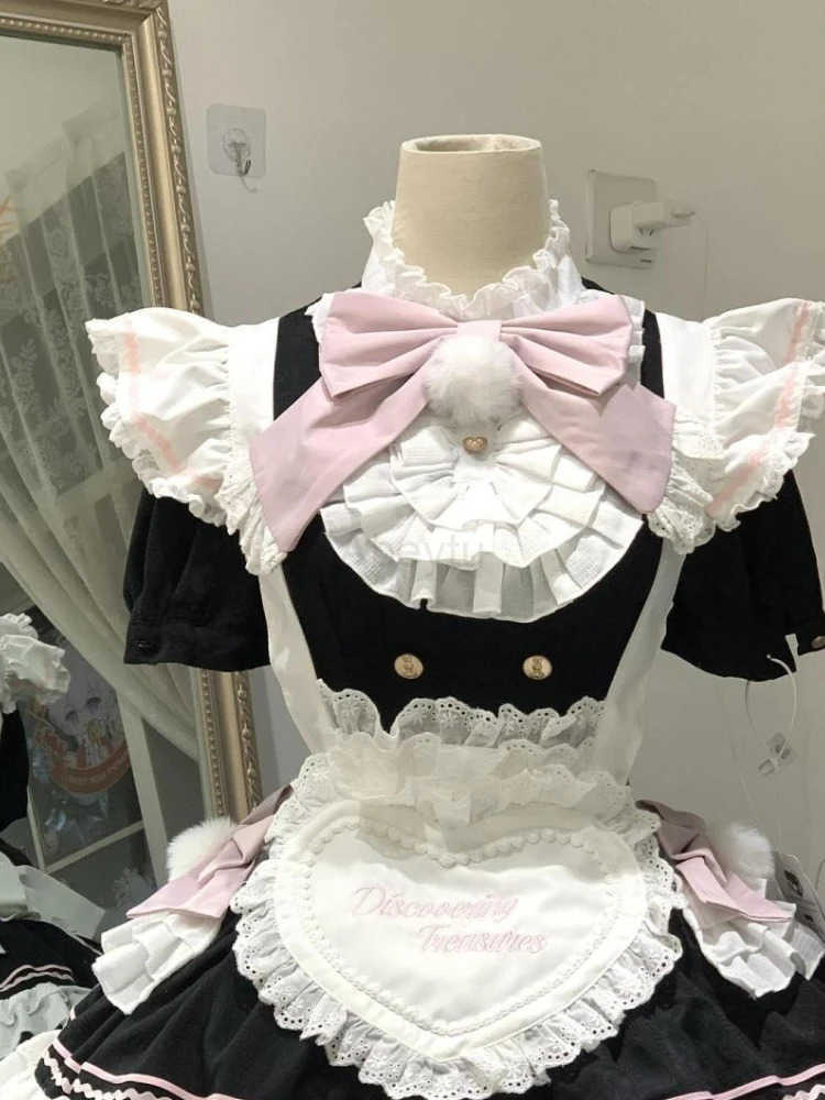 Sanrio Kawaii Japanese Sweet Short Lolita Dress Women Elegant Princess Y2k Design Bow Chic Apron Dress Female Fairy Lovely Outfits New H251216