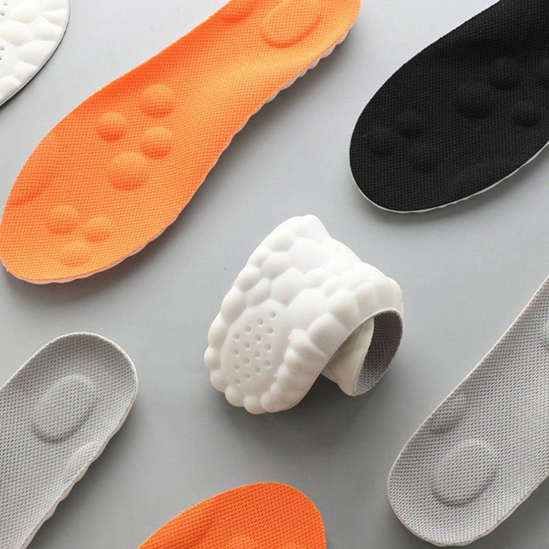 4D Running Massage Insole Super Soft Sports Shoes Cloud Insoles for Feet Shock Absorption Shoe Sole Arch Support Massage Inserts