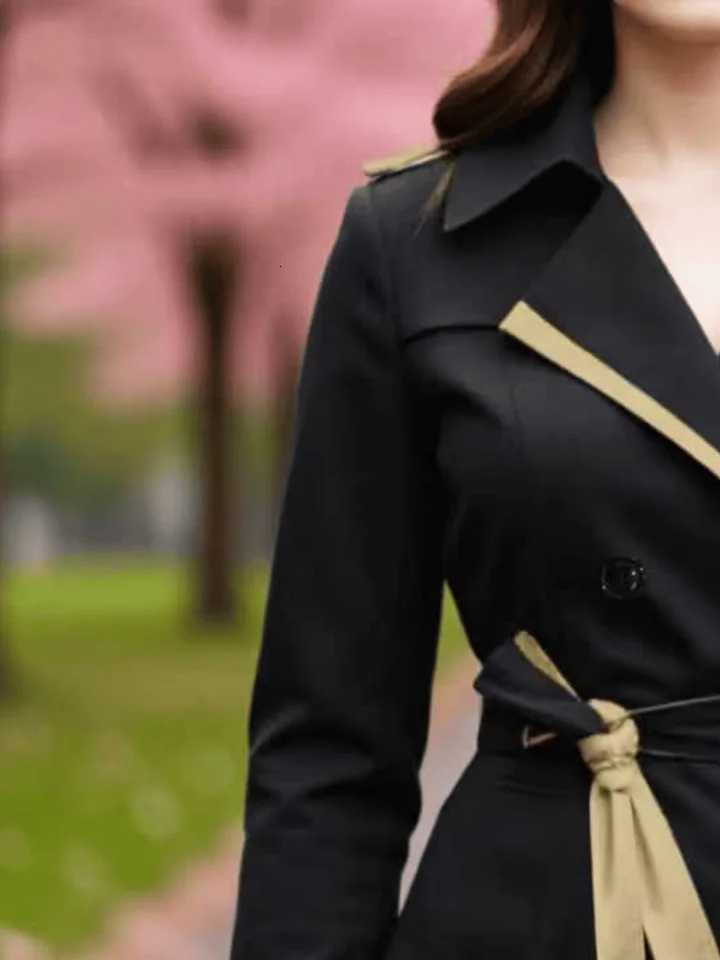 Spring Autumn Trench Coat European American Womens Jacket Street Elegant Quality Double-Breasted Womens Wear Thin CoatT251216