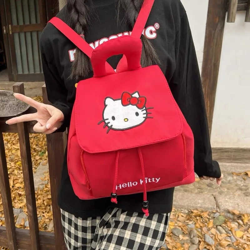 Sanrio Cute Kitty Cat Japanese Cartoon Style Outdoor Casual Womens Backpack Student Bookbag Creative Campus Sensation Dual-Strap Bag H2512161