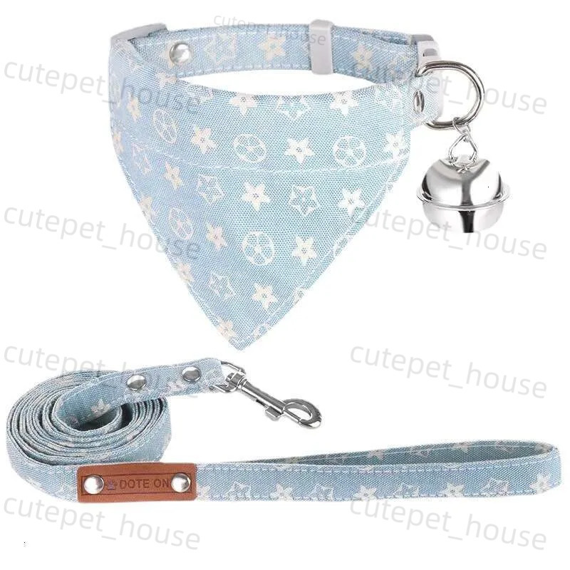 Pet collar Designer Cat Dog Leash Luxury triangular bandage Cotton polyester blend Pets travel equipment set Z3 - view 7